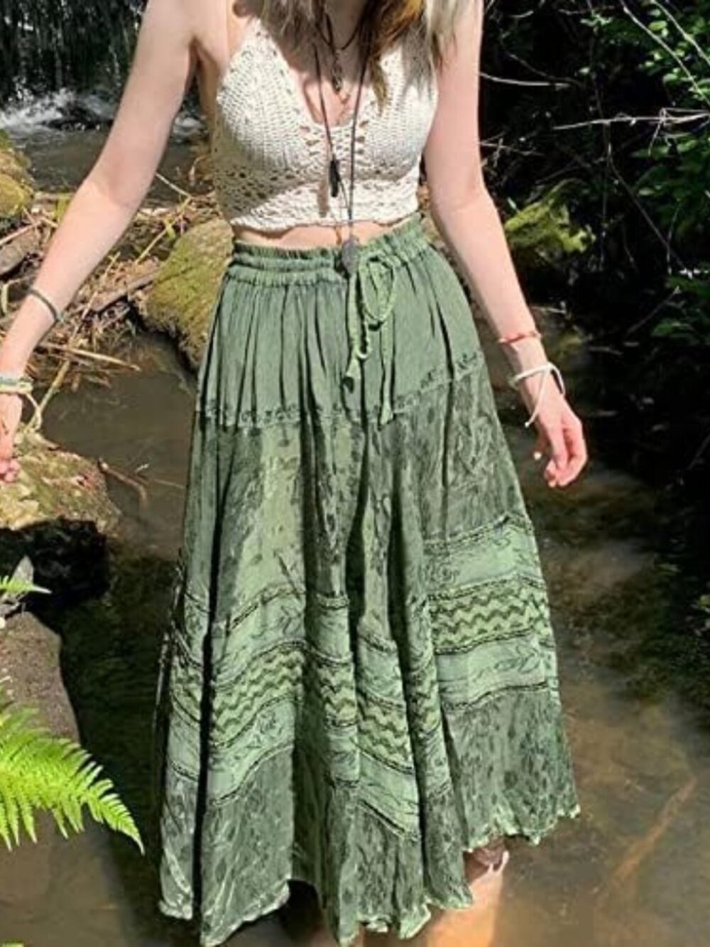 Grunge Fairycore Clothes Alt Aesthetic Peasant Skirt 90s E-Girl Harajuku Cottage - Picture 3 of 5